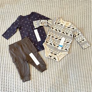 NWT Jumping Beans cargo sweatpants and onesies